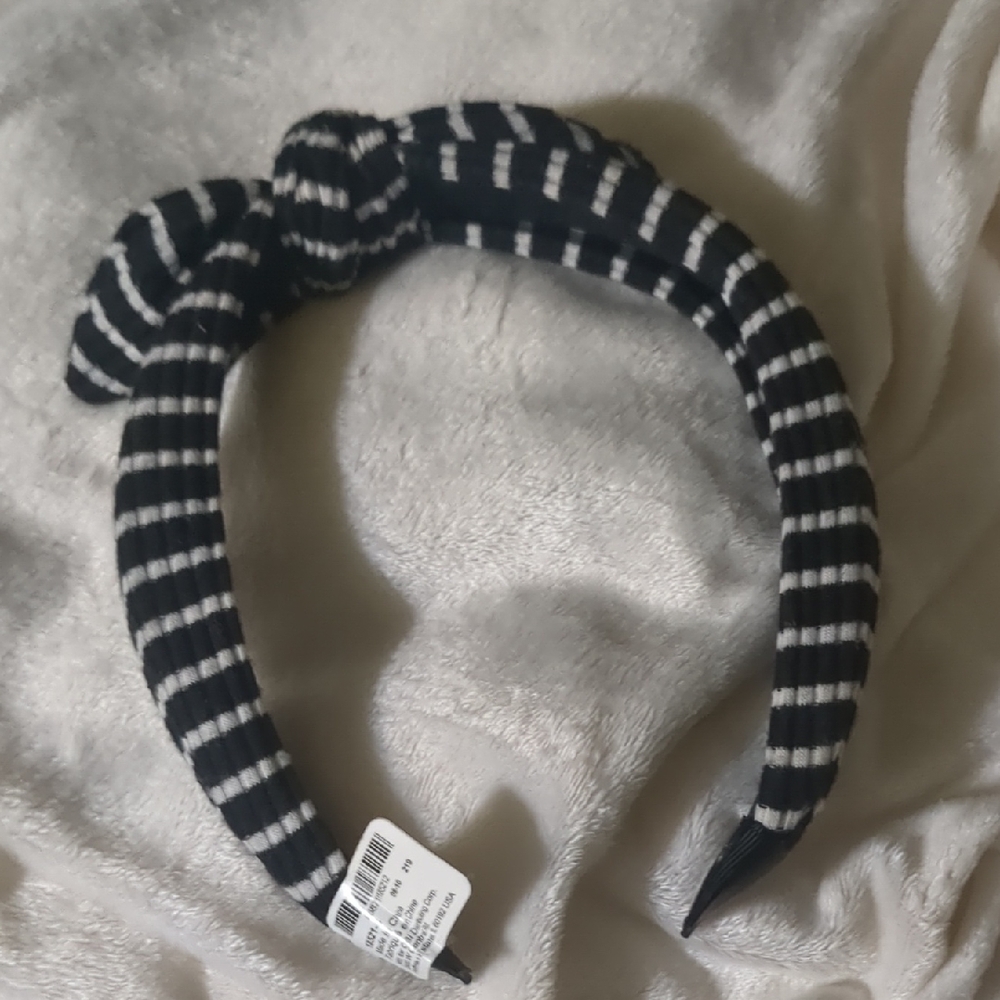 Claire's Black and White Striped Knot Headband